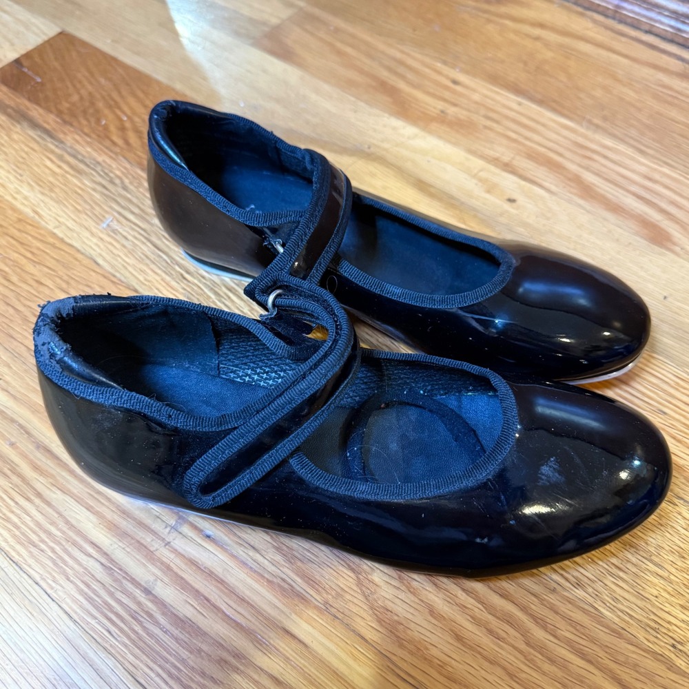 Freestyle by Danskin Black Patent Mary Jane Tap Shoes Girls Size 1 FK1651